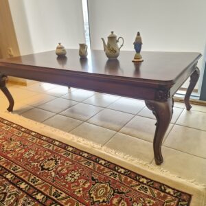 Προσφορά. Τραπεζάκι σαλονιού Φειδίας ,μασίφ ξύλο οξιάς με μαρκετερί καρυδιάς, δ.1,45*0,85 από 1900-1200