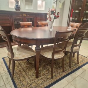 Προσφορά. Τραπεζαρία κλασική oval Ορφέας, δ.1,80*1,07, με προέκταση, μασίφ ξύλο οξιάς,από 2300-1500